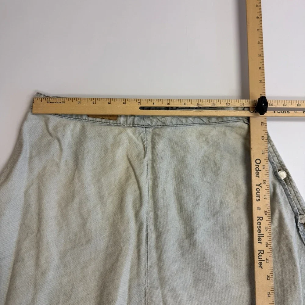BLANKNYC Skirt Womens 29 Light Blue Flare Denim Linen Blend Button Front Midi - Picture 7 of 8